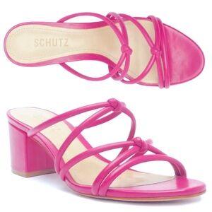 SCHUTZ Princey Strappy Block Heel Sandal in Hot Pink - Women's Size 8